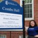 Maria in front of Combs Hall.