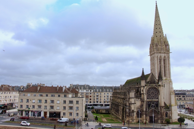 The Église Saint-Pierre de Caen seen from Rue Montoir Poissonnerie.