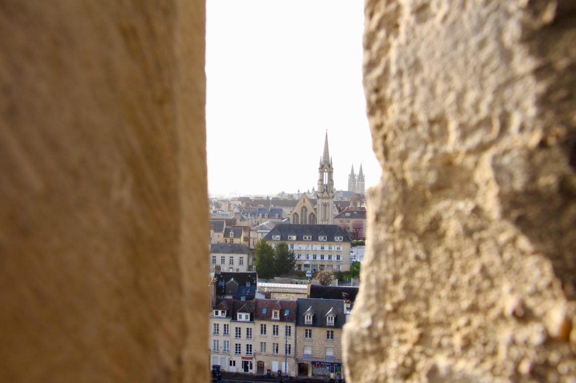 A framed view of the Caen skyline.