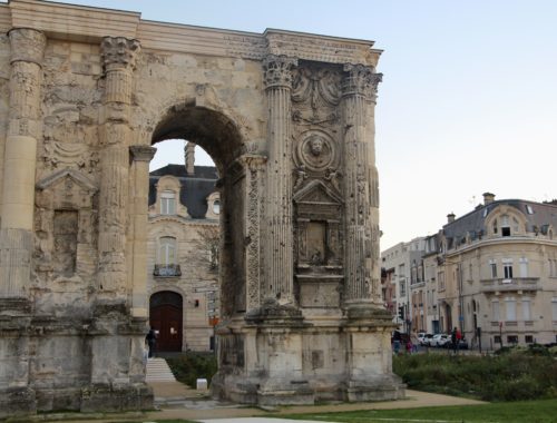 A view of La Porte de Mars in Reims, France.