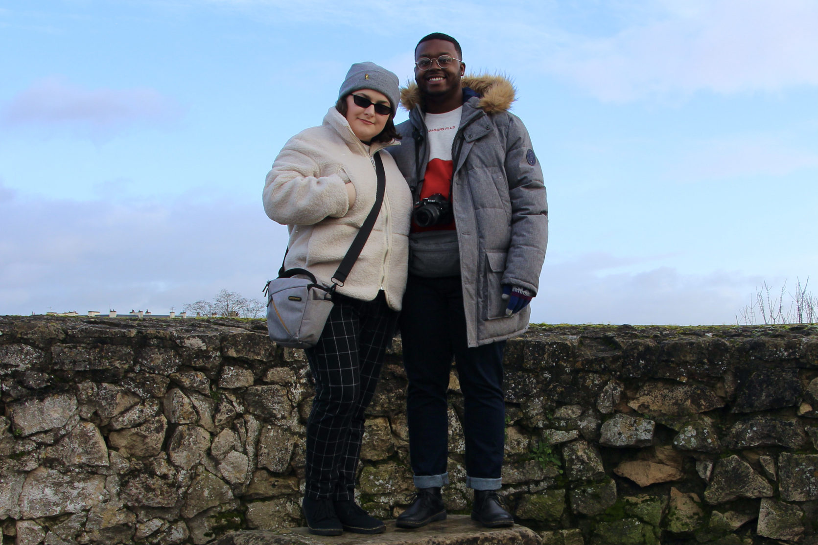 Maria and Jalen posing together in Caen, France.