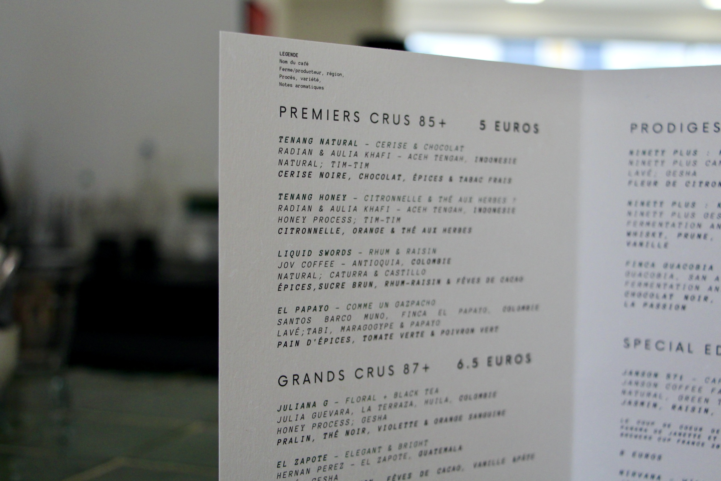 A peek at Moklair's menu.