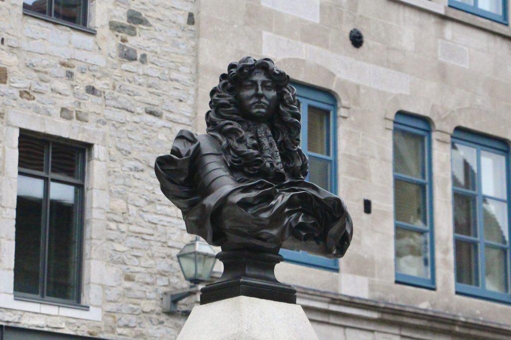 Bernini's bust of Louis XIV in Place Royale of Québec City, Canada.