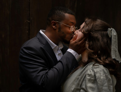 Maria and Jalen kiss after their wedding.