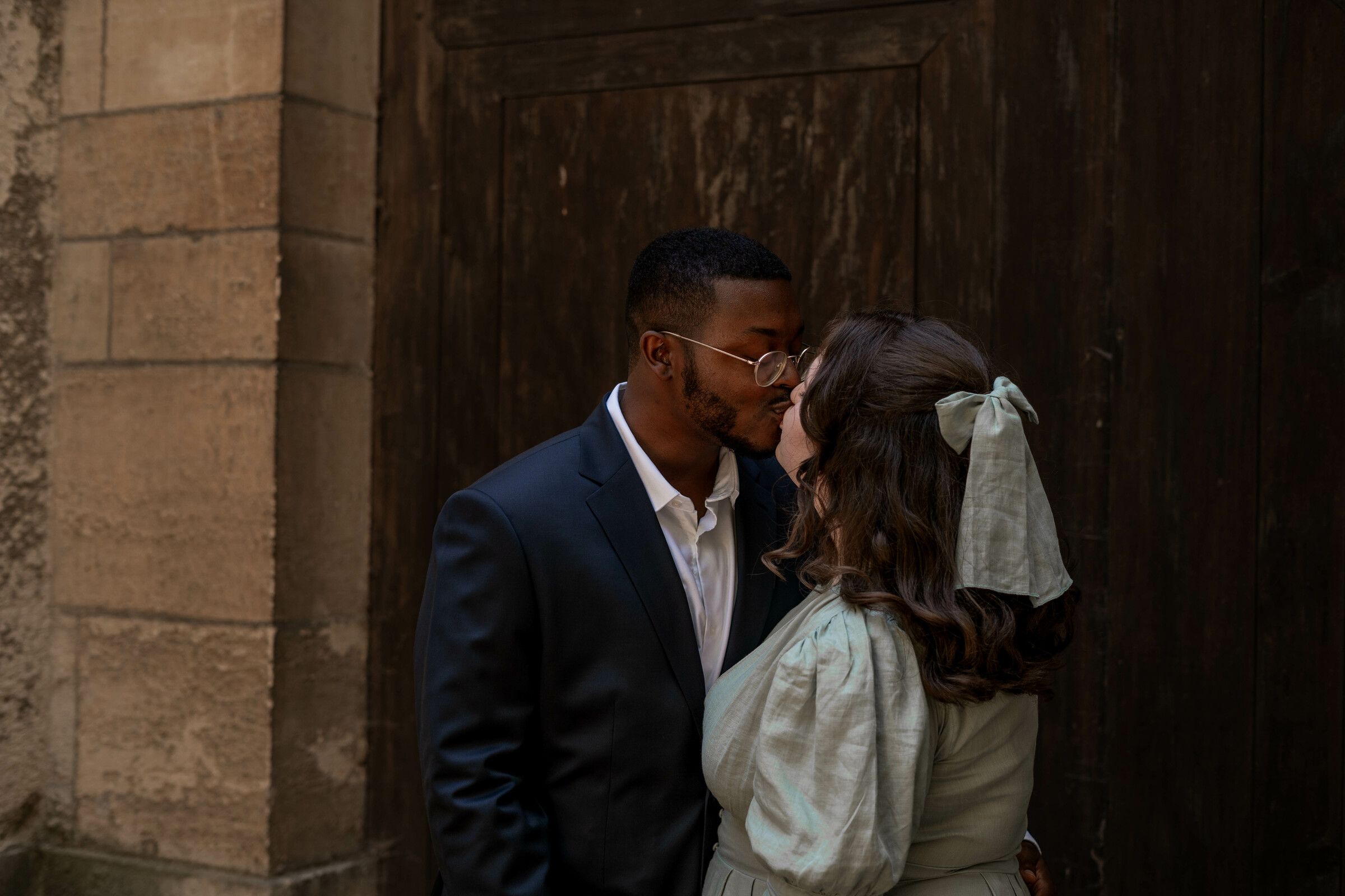 Jalen and Maria kiss after their wedding.