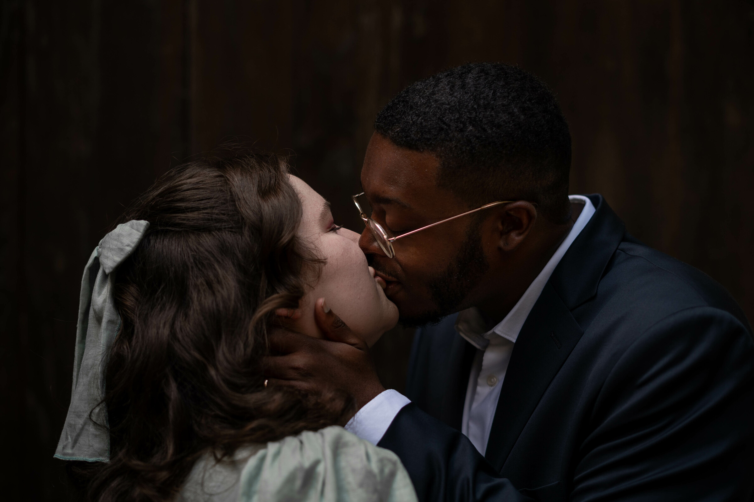 Jalen and Maria kiss after their wedding.