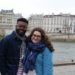 Jalen and Maria on the banks of the Seine in Paris, France.