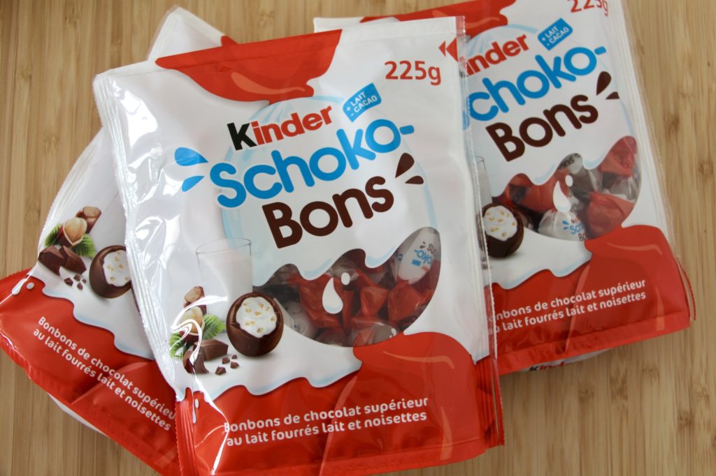 Three bags of Schoko-bons chocolates.